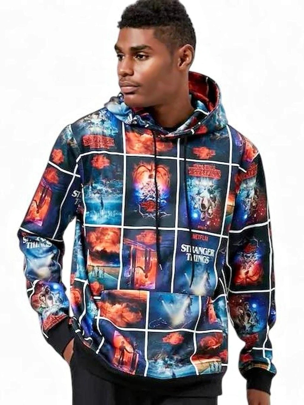 Stranger Things Official Netflix Merchandise Poster Grid Hoodie Poster Grid